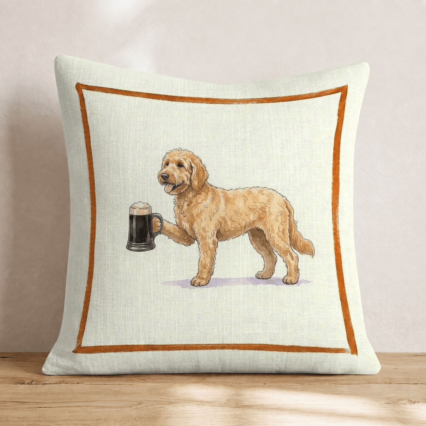 On Tap Goldendoodle Throw Pillow - Hillcroft Home