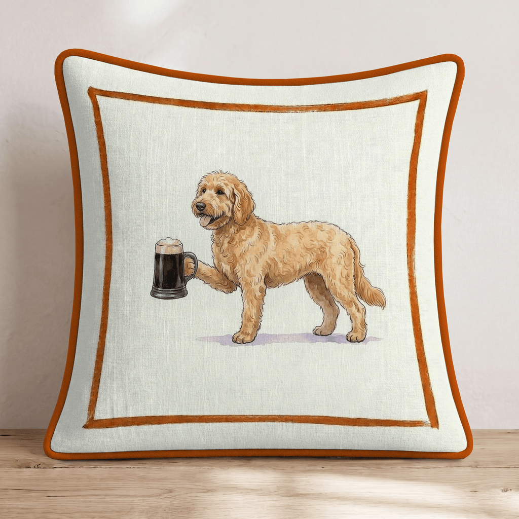 On Tap Goldendoodle Throw Pillow - Hillcroft Home