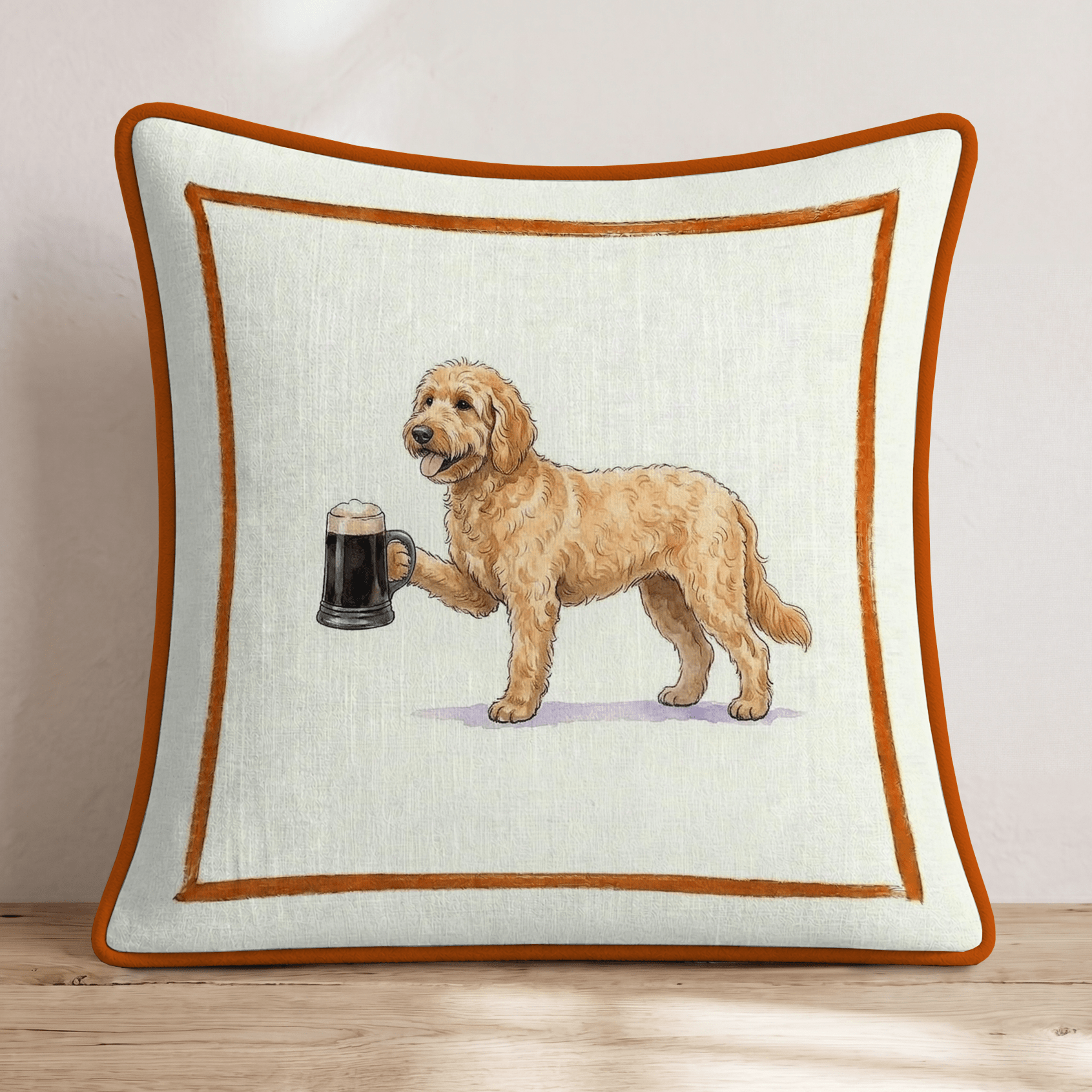 On Tap Goldendoodle Throw Pillow - Hillcroft Home