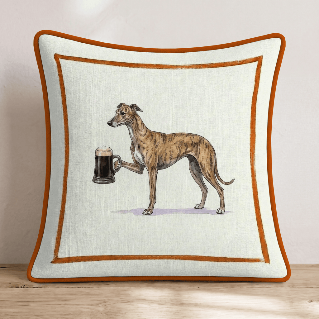 On Tap Greyhound Throw Pillow - Hillcroft Home