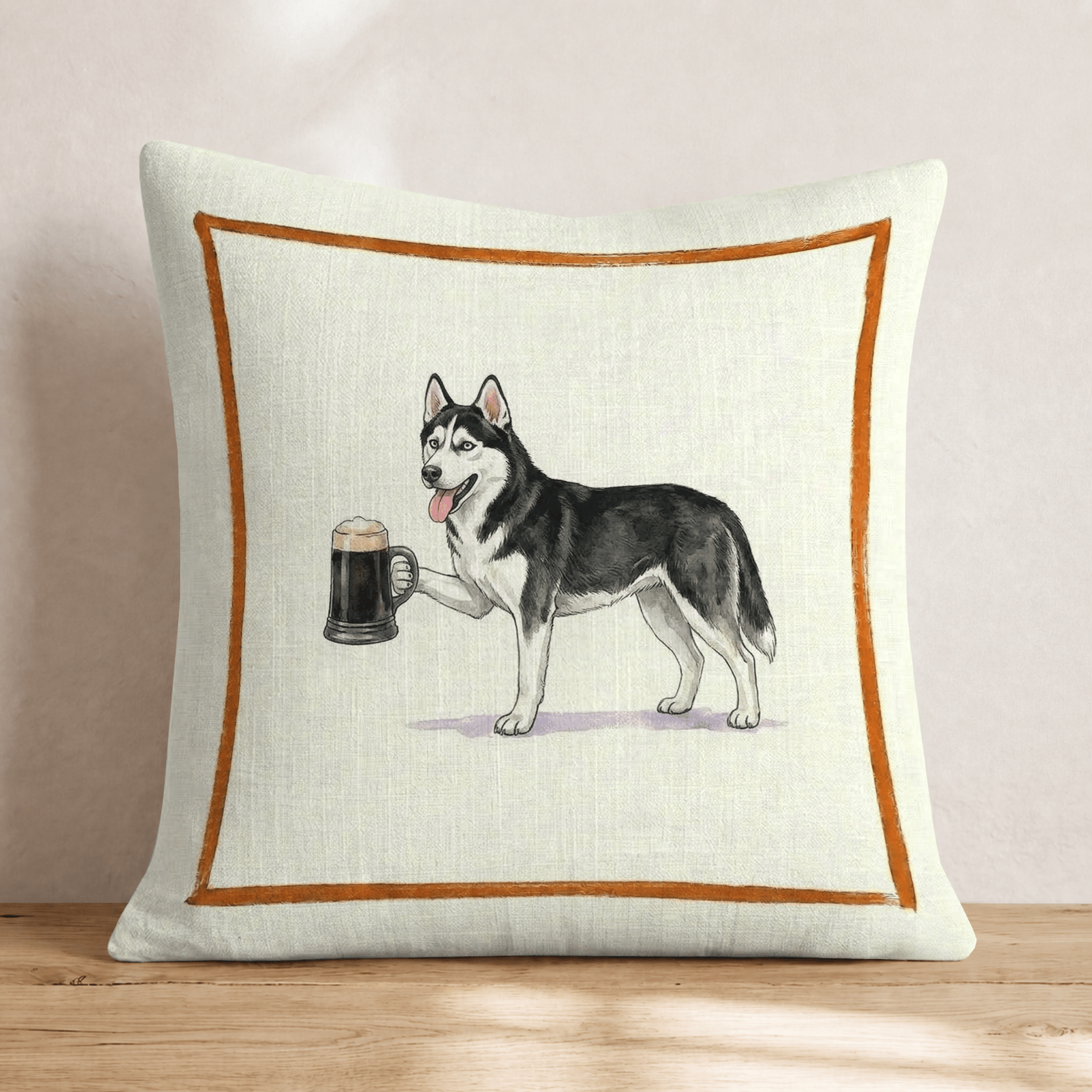 On Tap Husky Throw Pillow - Hillcroft Home