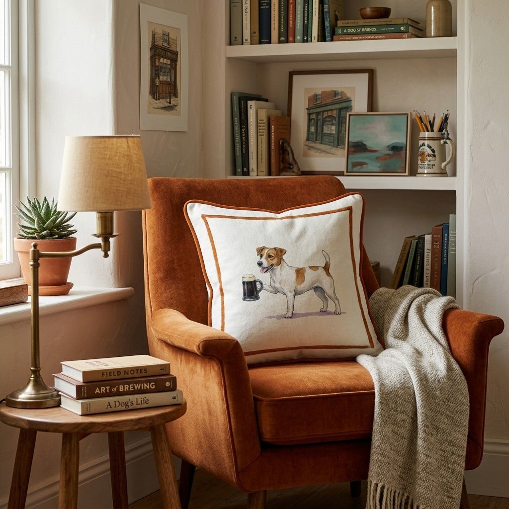 On Tap Jack Russell Throw Pillow - Hillcroft Home