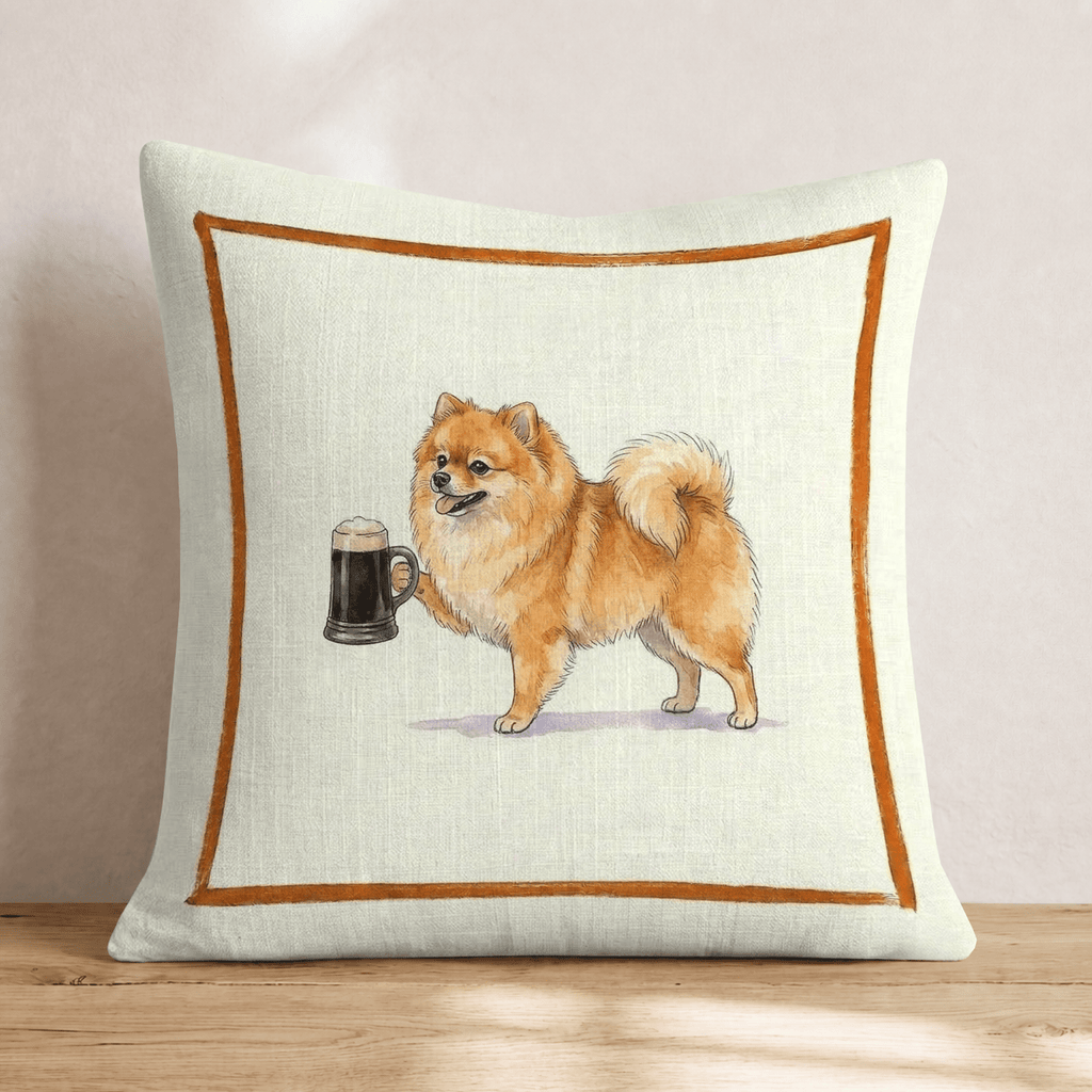On Tap Pomeranian Throw Pillow - Hillcroft Home