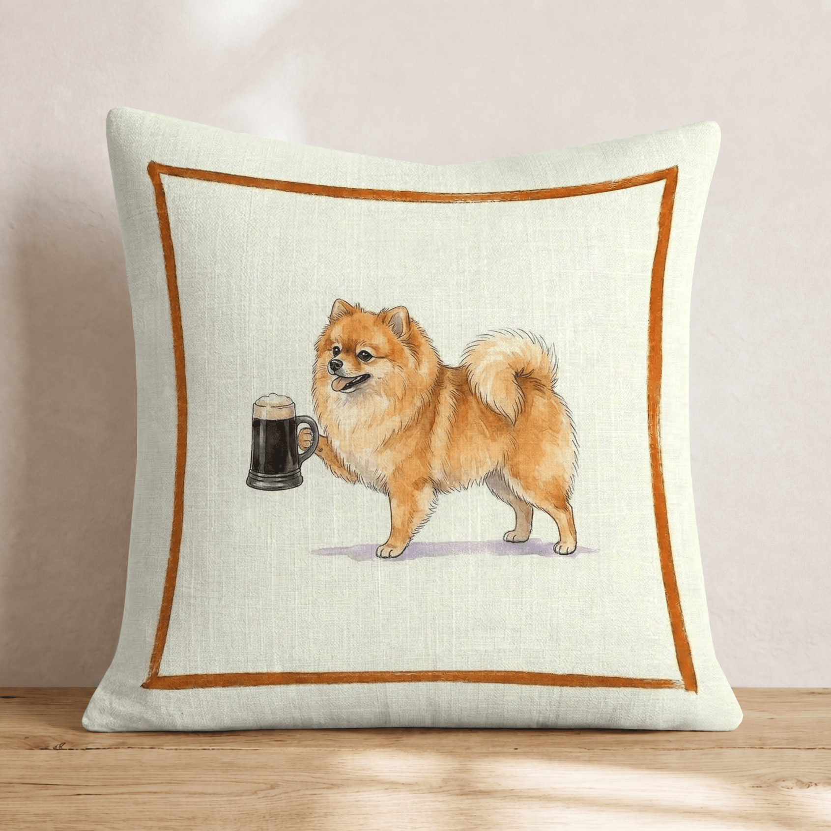 On Tap Pomeranian Throw Pillow - Hillcroft Home