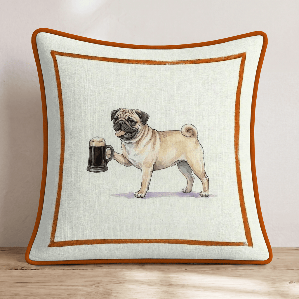 On Tap Pug Throw Pillow - Hillcroft Home