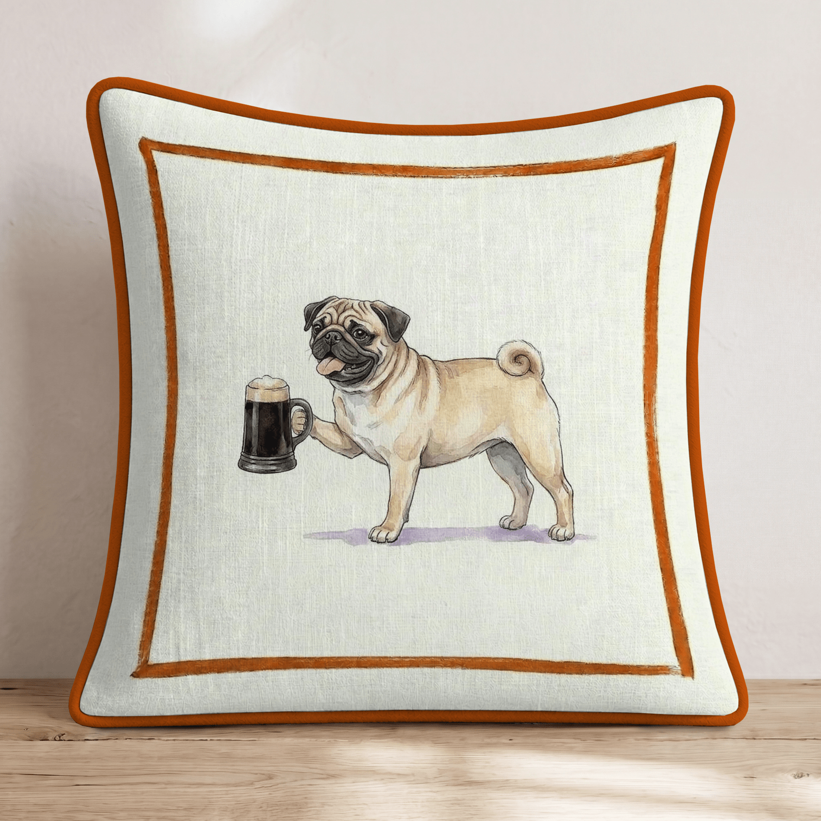 On Tap Pug Throw Pillow - Hillcroft Home