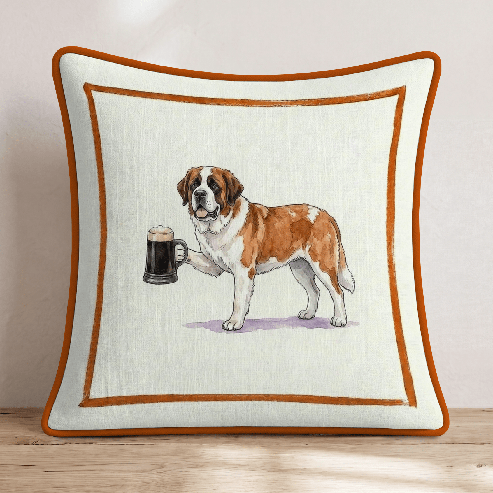 On Tap Saint Bernard Throw Pillow - Hillcroft Home