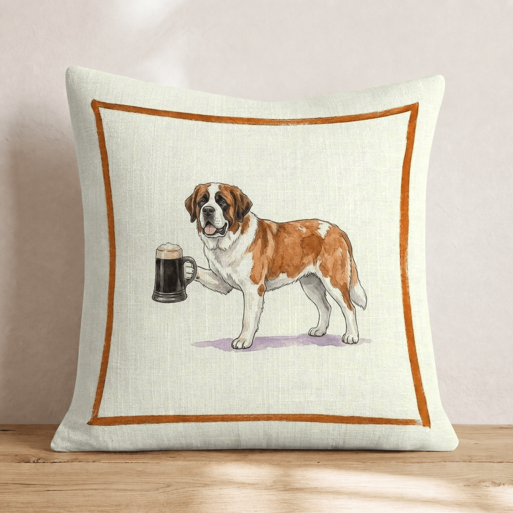 On Tap Saint Bernard Throw Pillow - Hillcroft Home