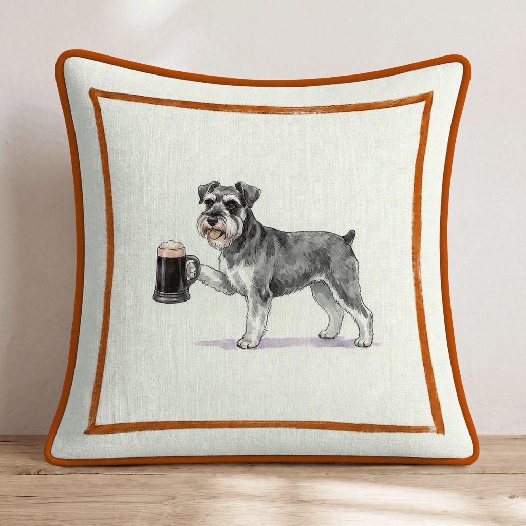 On Tap Schnauzer Throw Pillow - Hillcroft Home