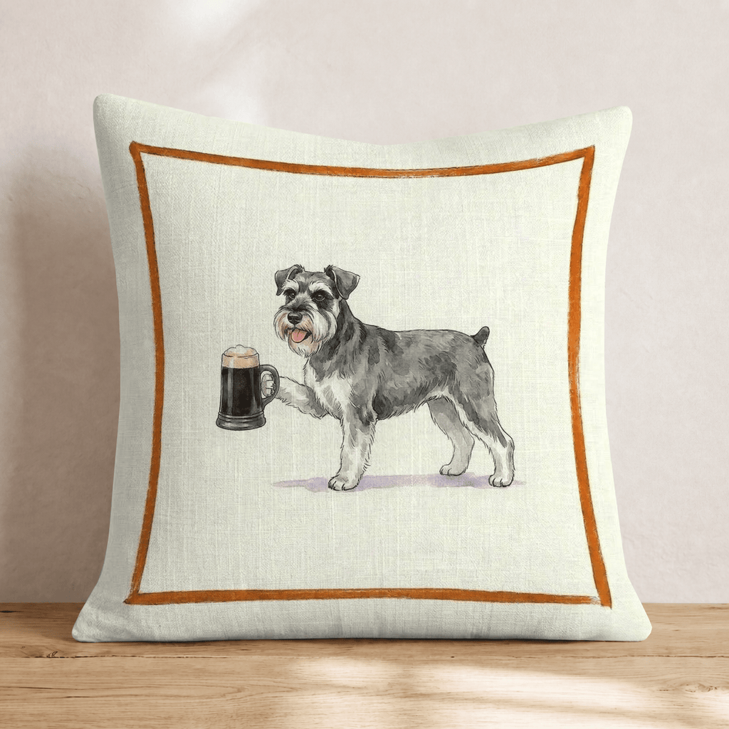 On Tap Schnauzer Throw Pillow - Hillcroft Home