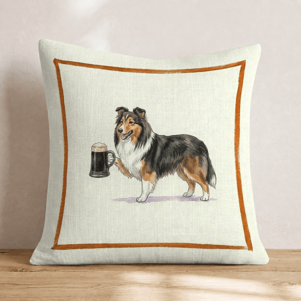 On Tap Sheltie Throw Pillow - Hillcroft Home