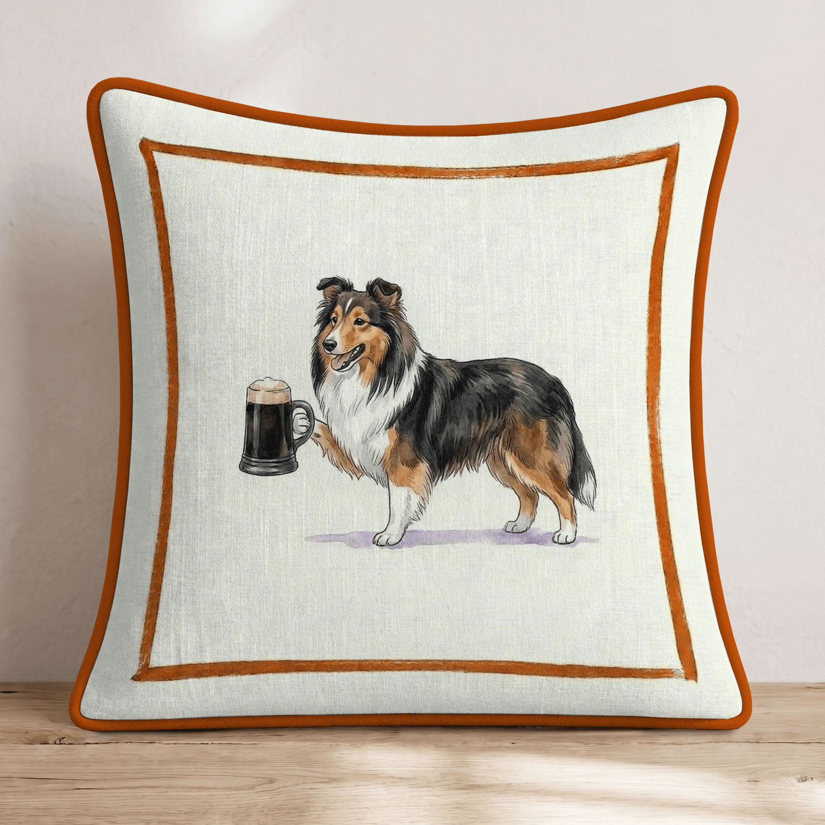 On Tap Sheltie Throw Pillow - Hillcroft Home