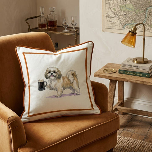On Tap Shih Tzu Throw Pillow - Hillcroft Home