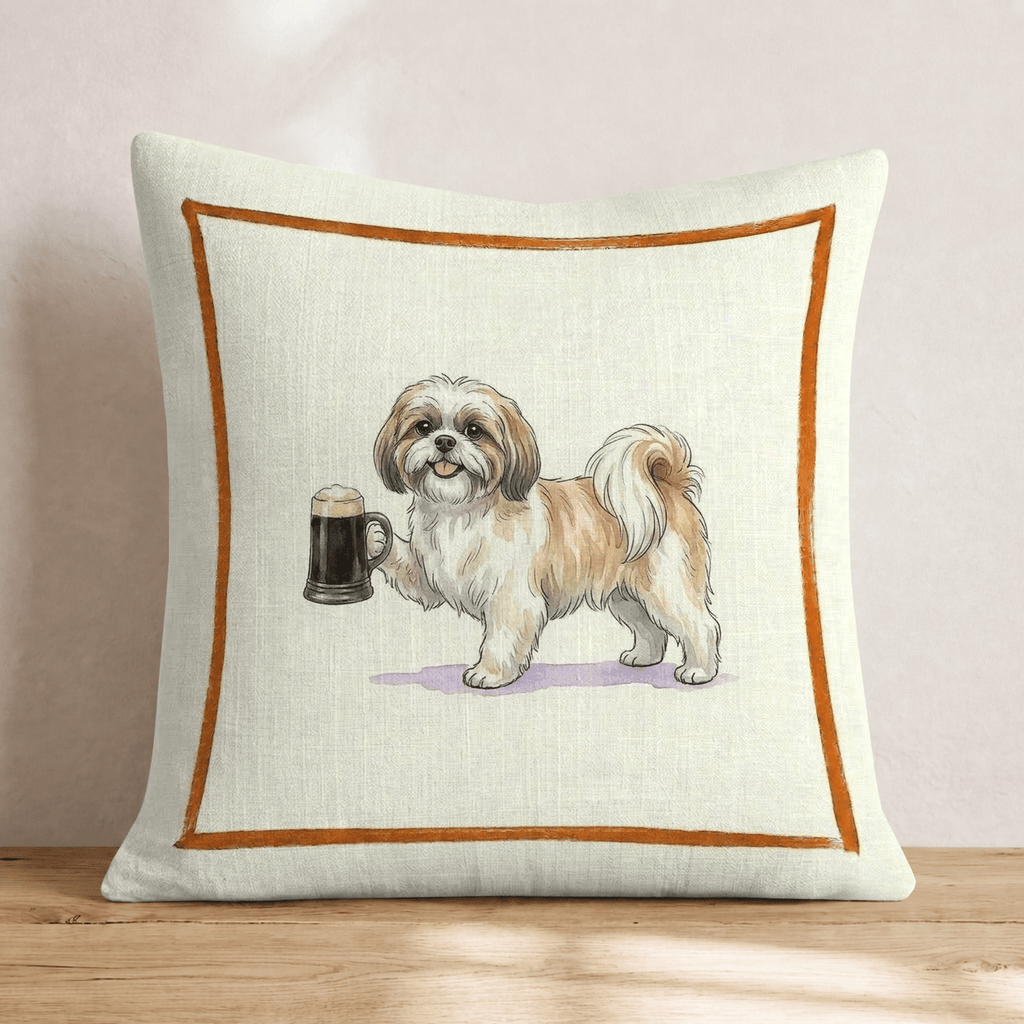On Tap Shih Tzu Throw Pillow - Hillcroft Home