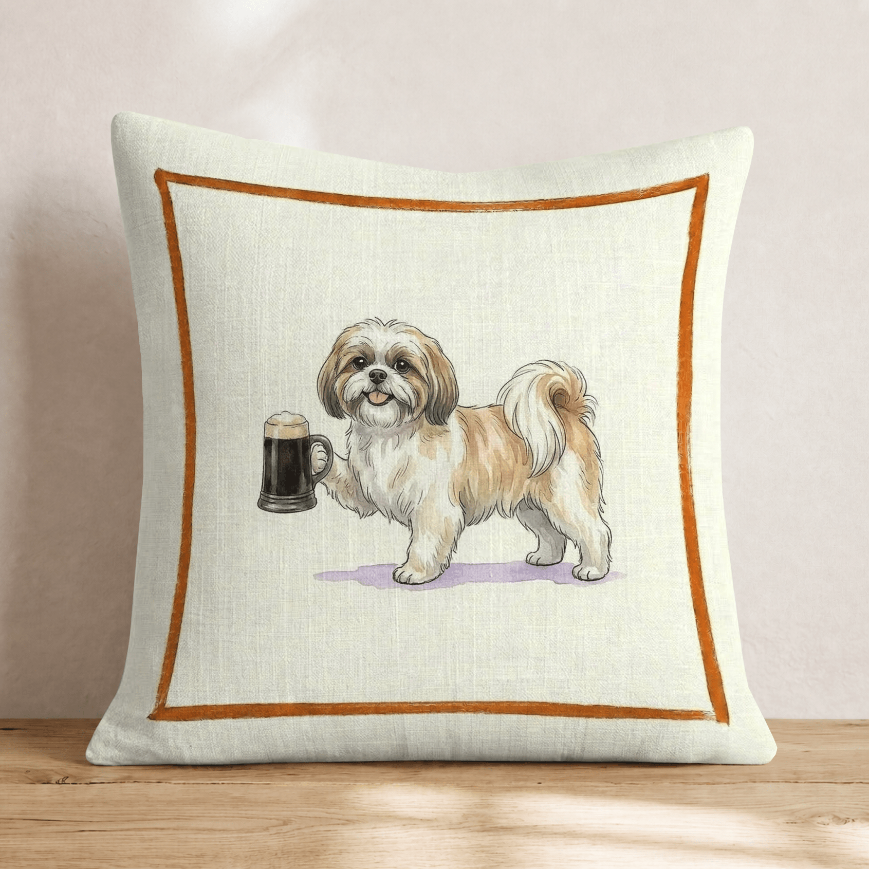On Tap Shih Tzu Throw Pillow - Hillcroft Home