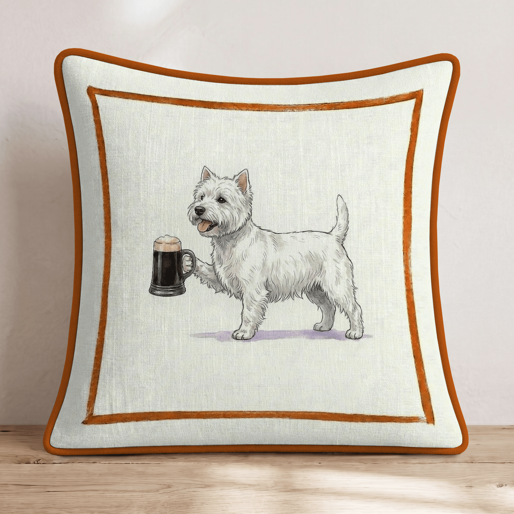 On Tap Westie Throw Pillow - Hillcroft Home