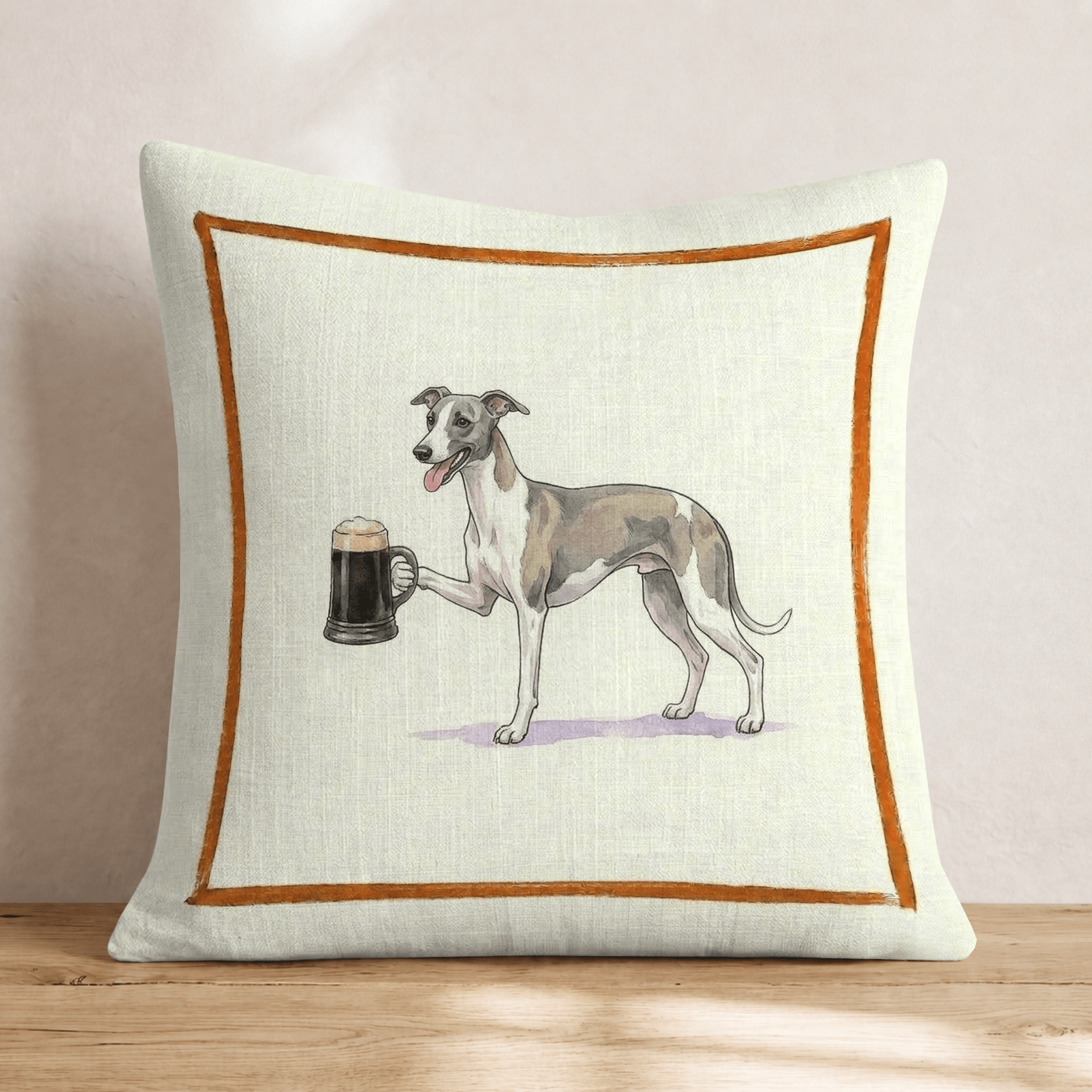 On Tap Whippet Throw Pillow - Hillcroft Home