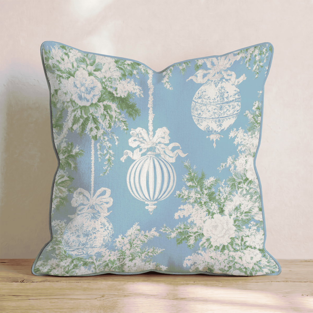 Once in a Blue Bauble Throw Pillow throw pillow - Hillcroft Home