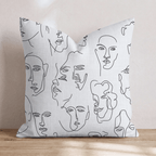 One Line Face Pattern Throw Pillow - Hillcroft Home