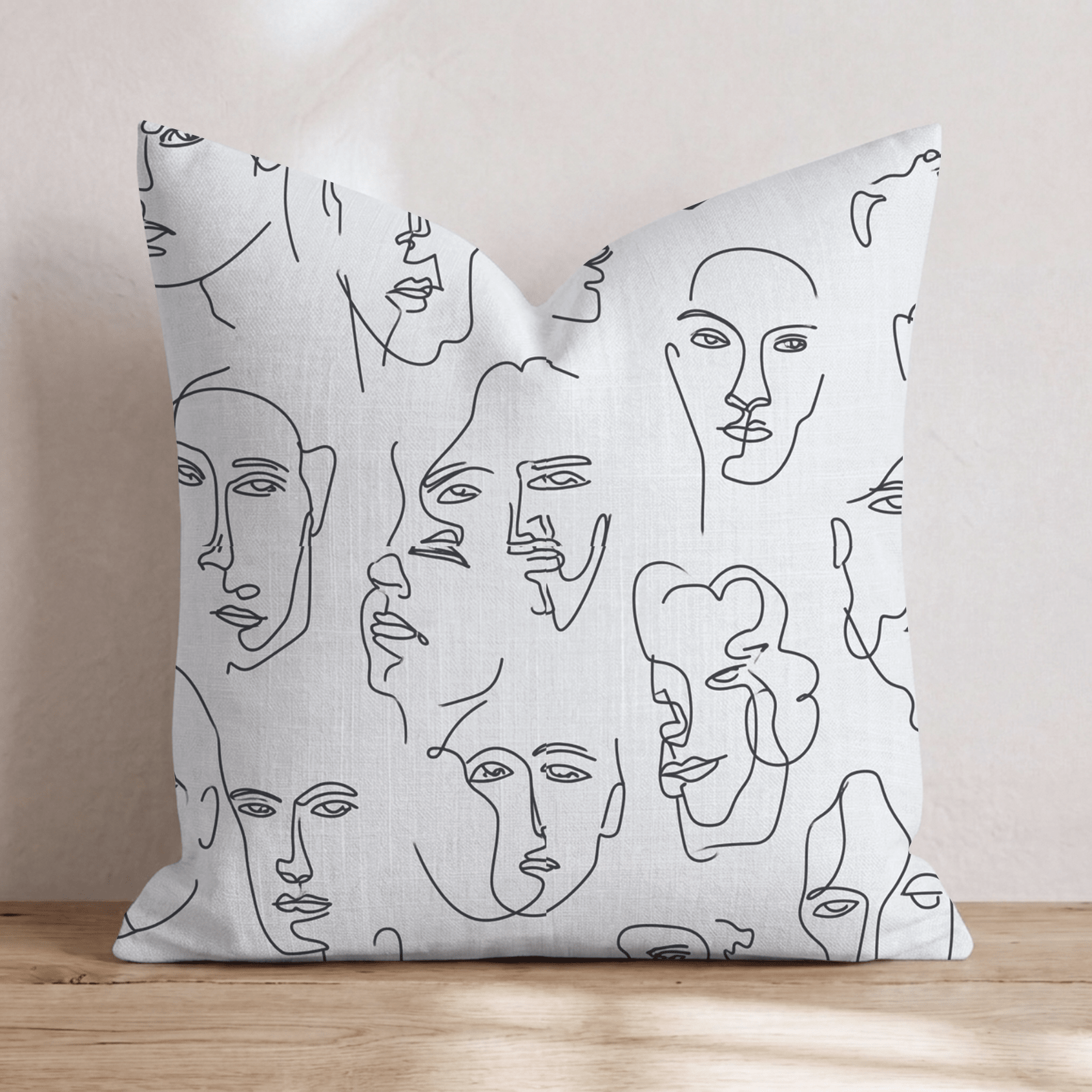 One Line Face Pattern Throw Pillow - Hillcroft Home