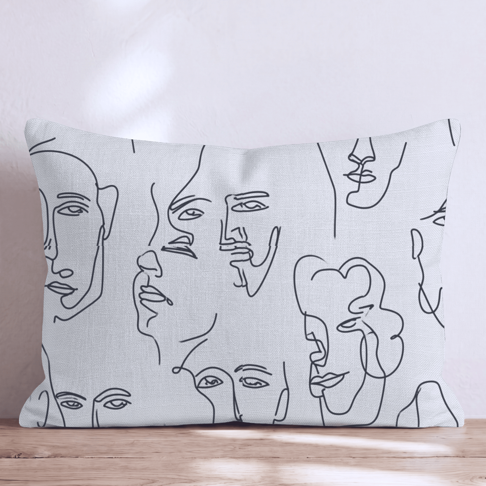 One Line Face Pattern Throw Pillow - Hillcroft Home