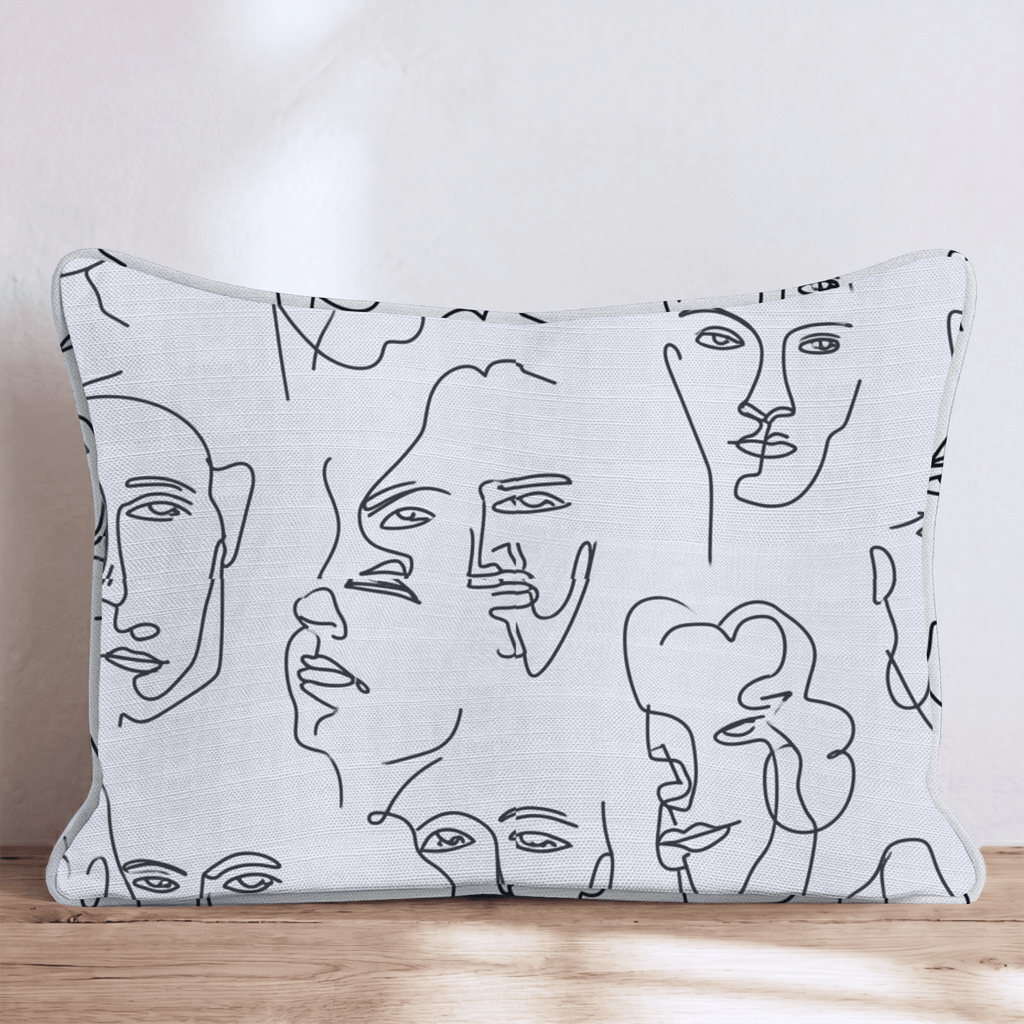 One Line Face Pattern Throw Pillow - Hillcroft Home