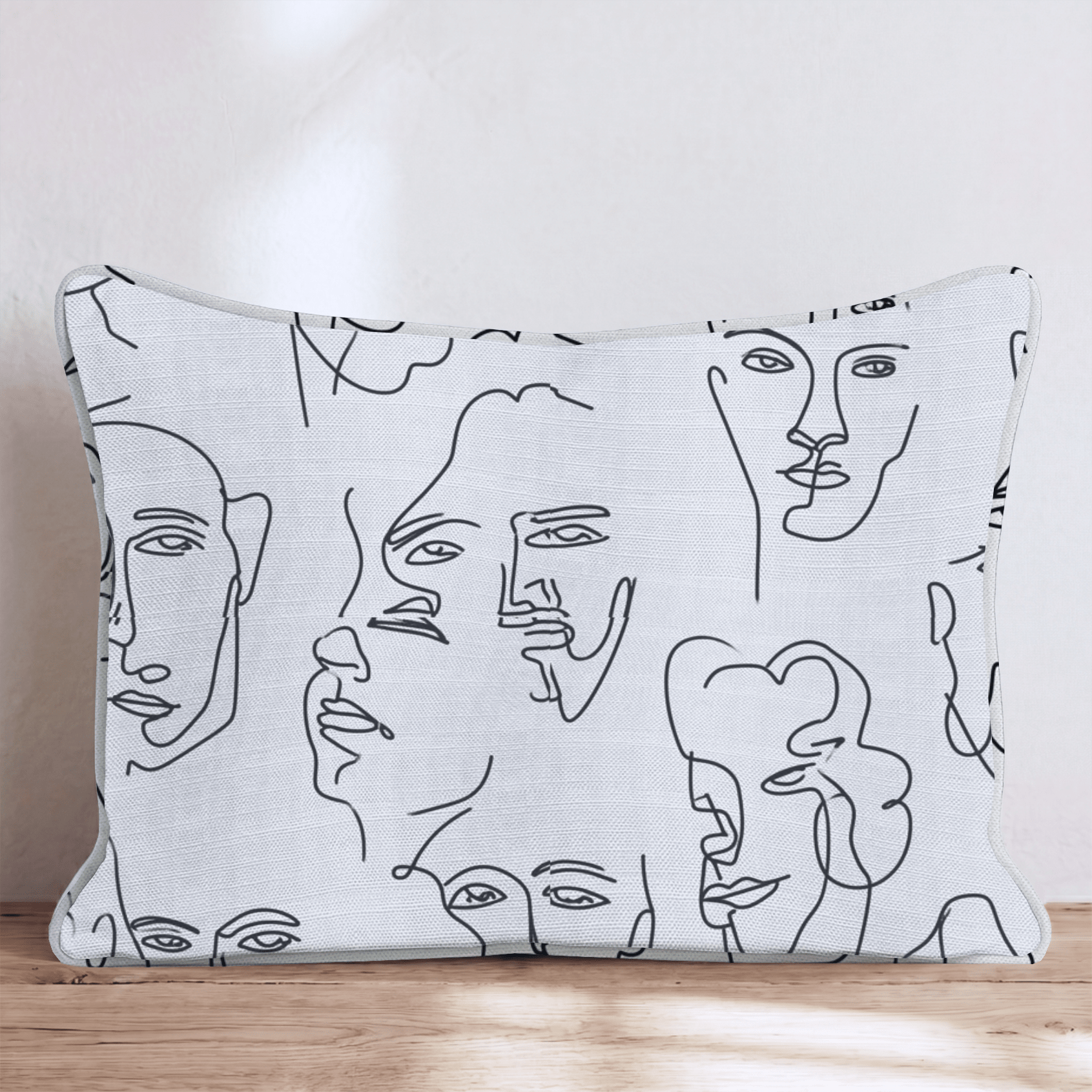 One Line Face Pattern Throw Pillow - Hillcroft Home