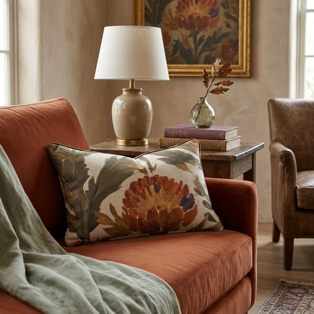 Orange Garden Thistle Throw Pillow throw pillow - Hillcroft Home