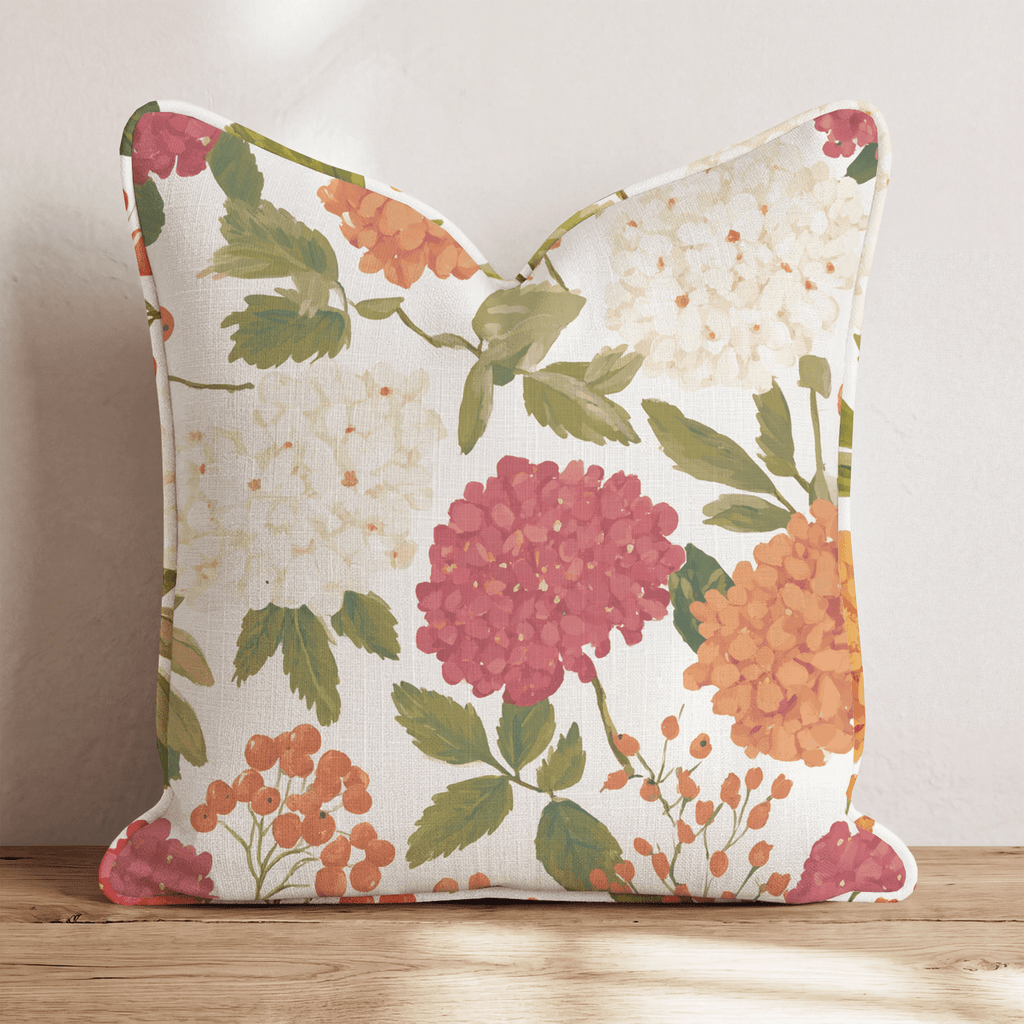 Orange Hydrangea Throw Pillow - Hillcroft Home