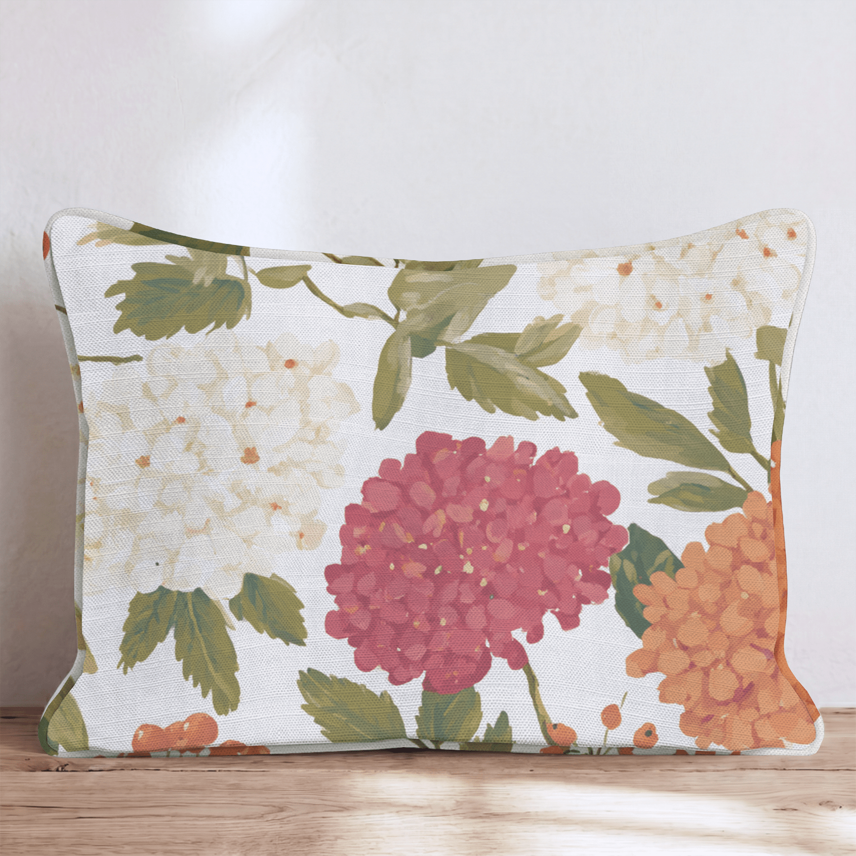 Orange Hydrangea Throw Pillow - Hillcroft Home