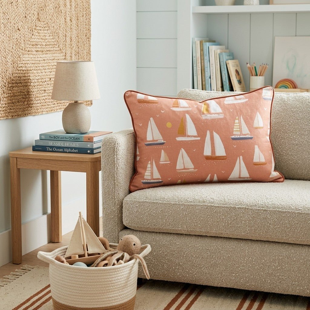 Orange Kiss Sailboats Throw Pillow - Hillcroft Home