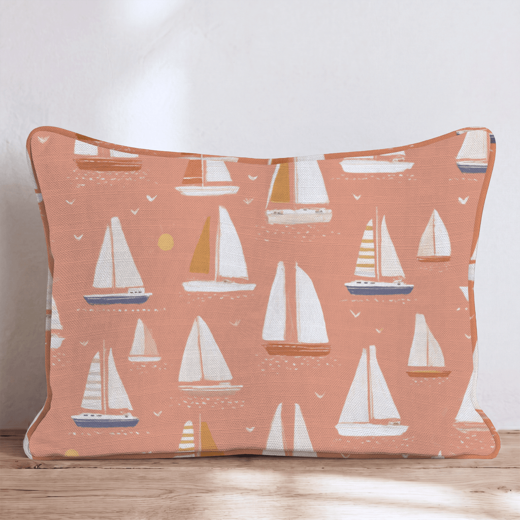 Orange Kiss Sailboats Throw Pillow - Hillcroft Home