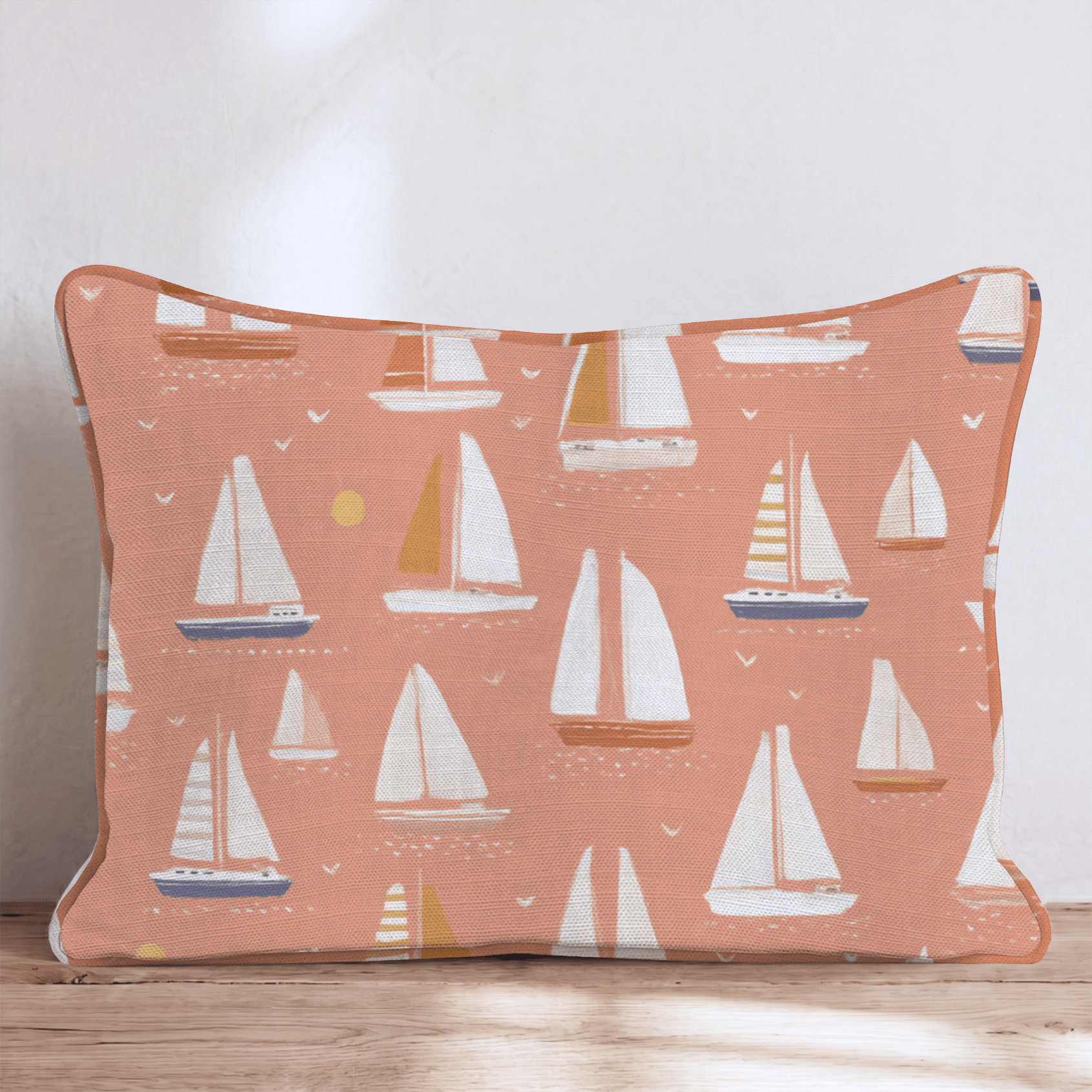 Orange Kiss Sailboats Throw Pillow - Hillcroft Home