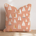 Orange Kiss Sailboats Throw Pillow - Hillcroft Home