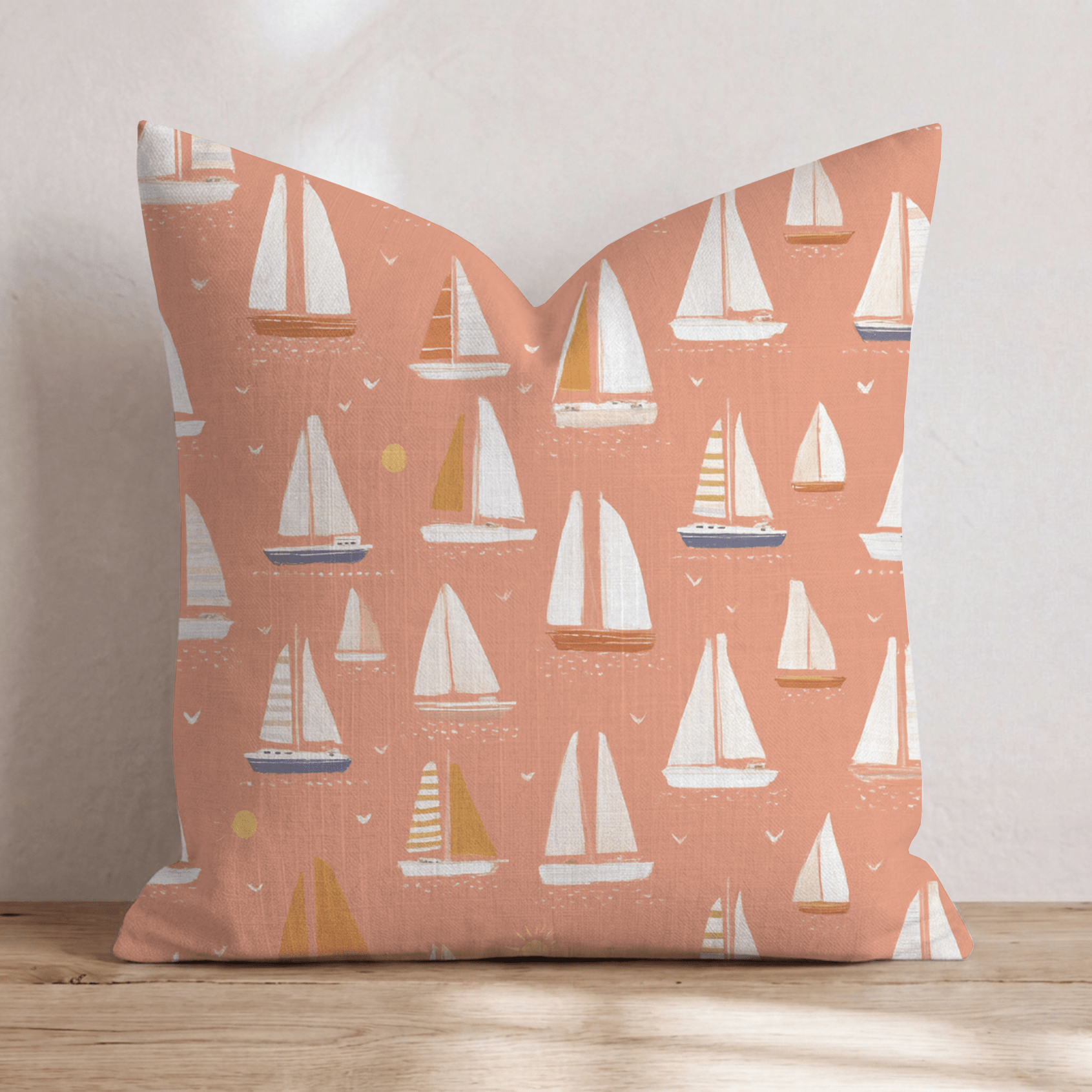 Orange Kiss Sailboats Throw Pillow - Hillcroft Home