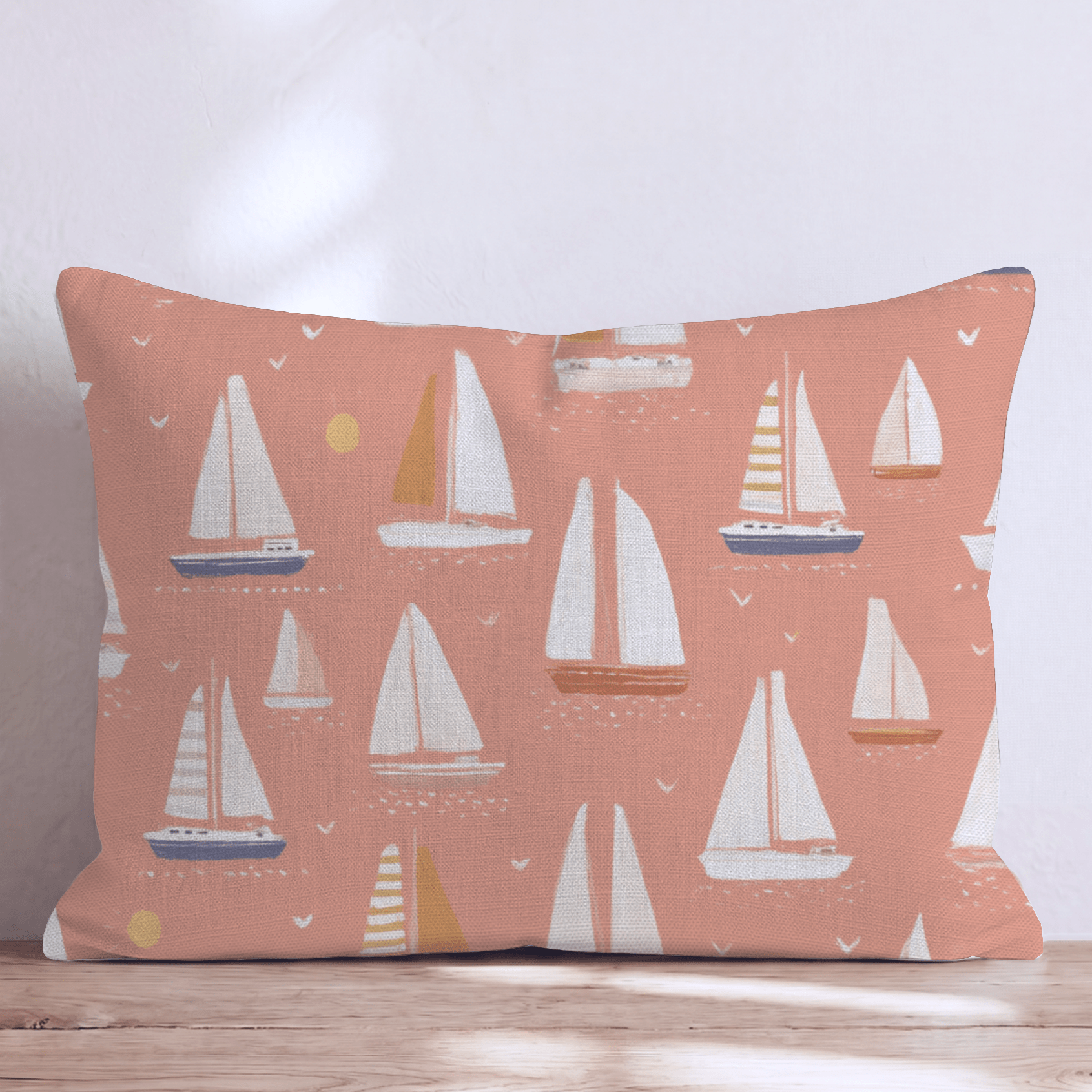Orange Kiss Sailboats Throw Pillow - Hillcroft Home