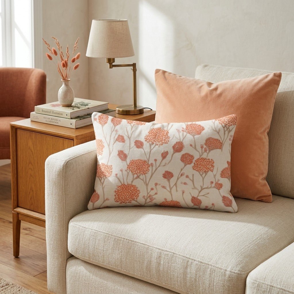 Orange Mum Garden Throw Pillow - Hillcroft Home