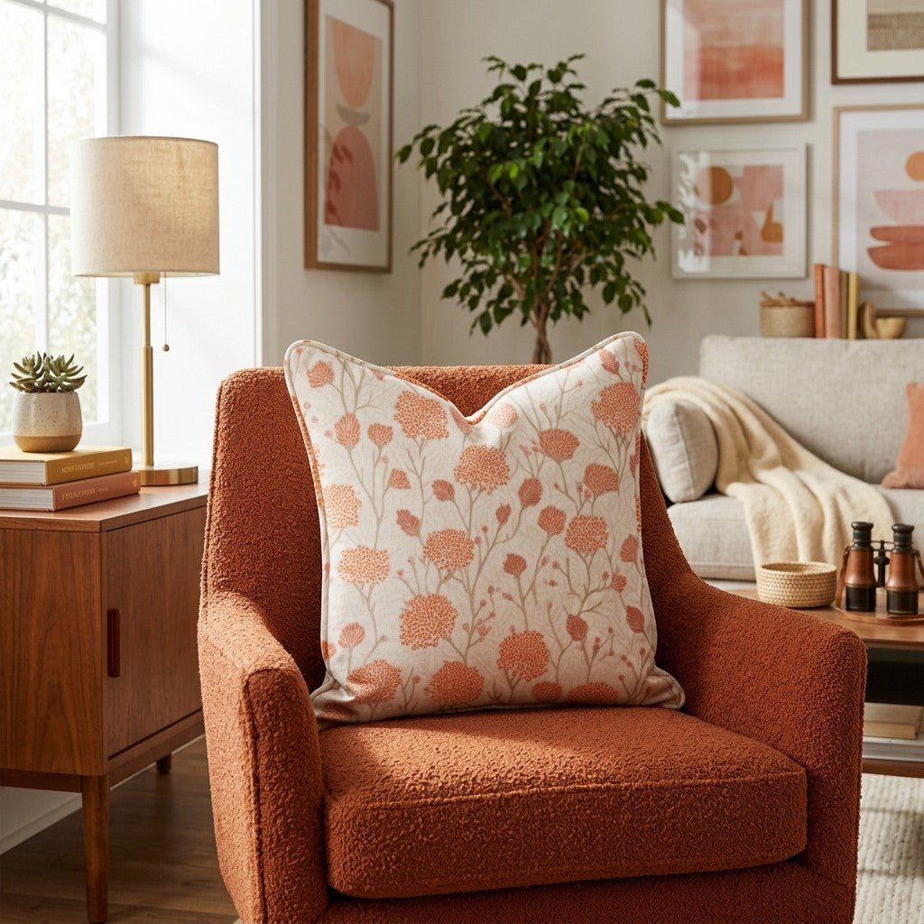 Orange Mum Garden Throw Pillow - Hillcroft Home