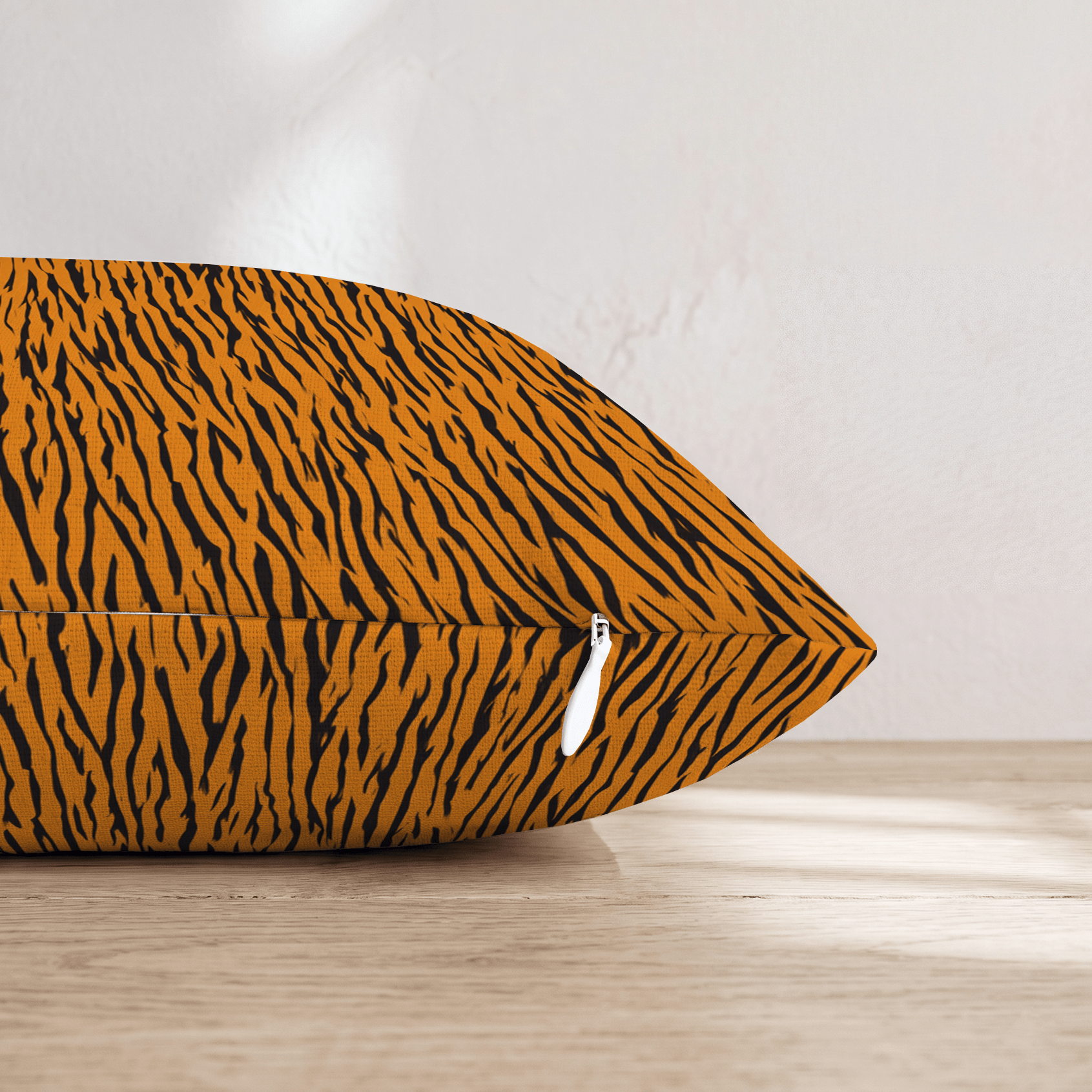 Orange Tiger Flat Throw Pillow - Hillcroft Home
