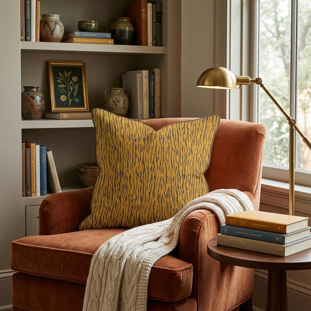 Orange Tiger Flat Throw Pillow - Hillcroft Home