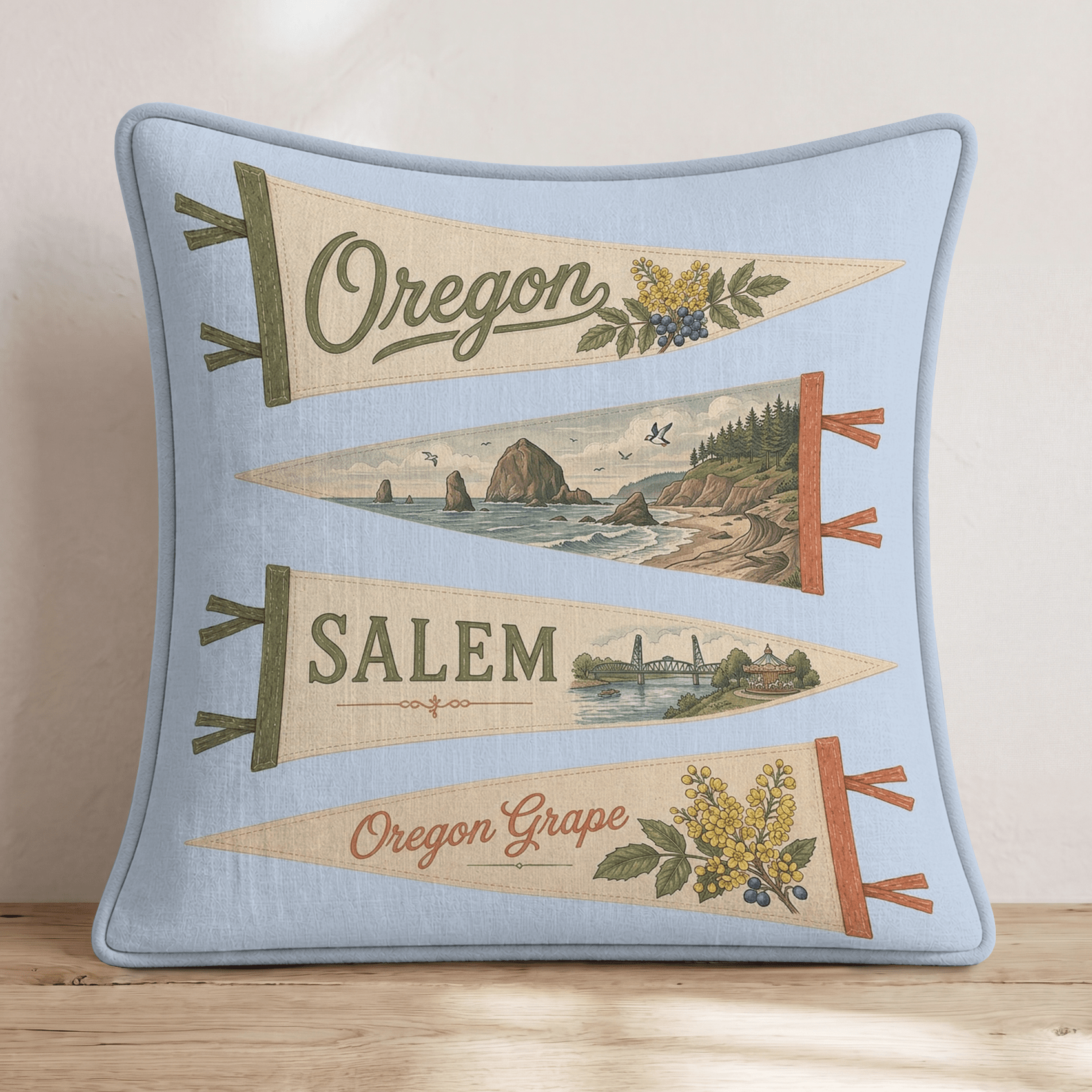 Oregon Pennant Throw Pillow - Hillcroft Home
