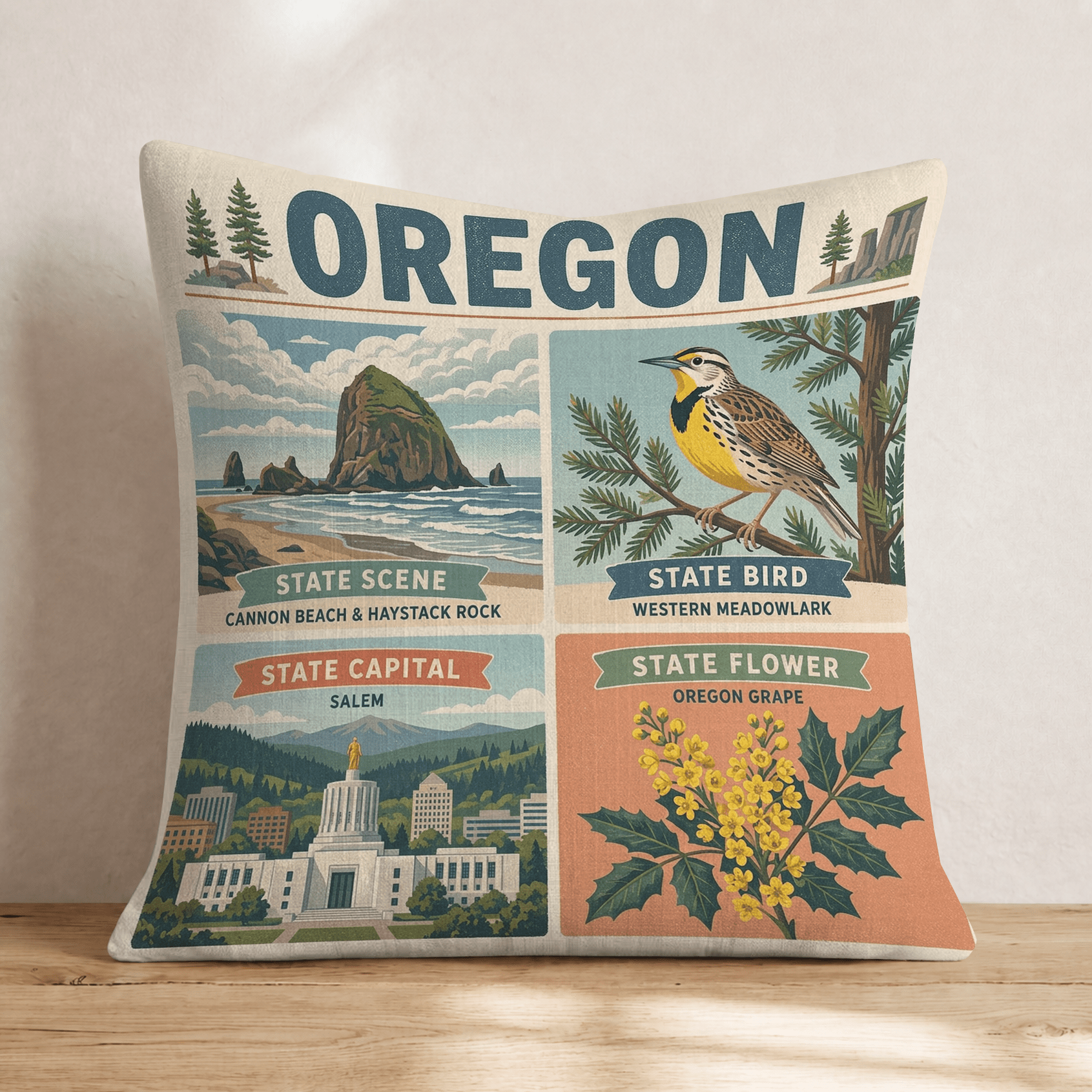 Oregon State Symbol Throw Pillow - Hillcroft Home