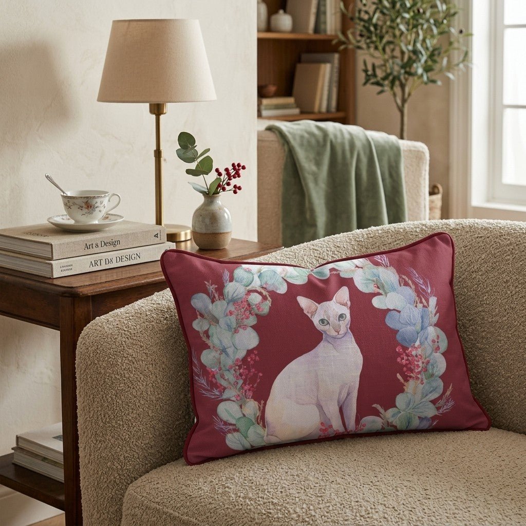 Oriental Eucalyptus Wreath Throw Pillow - Hillcroft Home