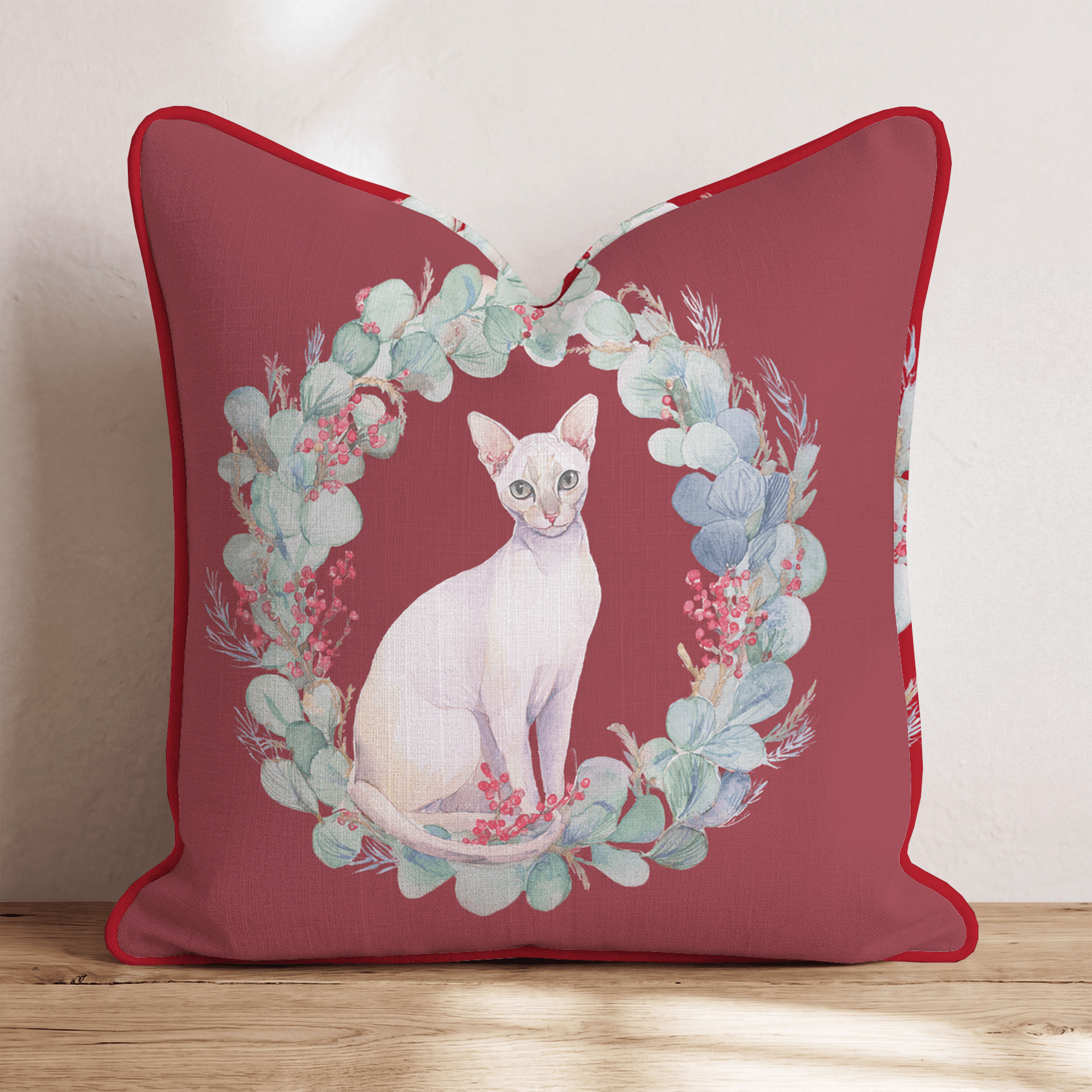 Oriental Eucalyptus Wreath Throw Pillow - Hillcroft Home
