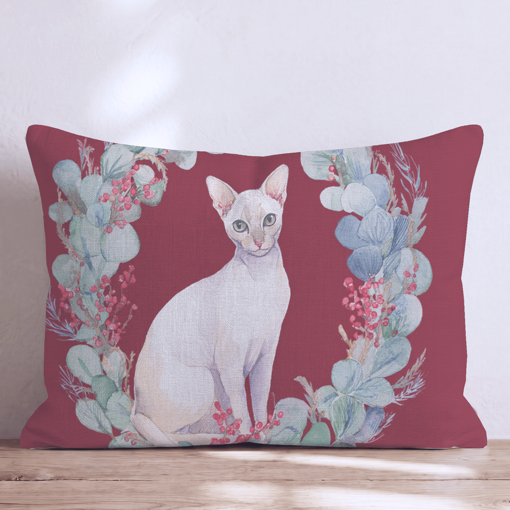 Oriental Eucalyptus Wreath Throw Pillow - Hillcroft Home