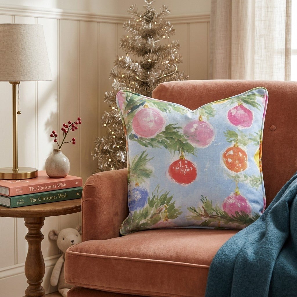 Ornament Branch Blue Sky Throw Pillow - Hillcroft Home