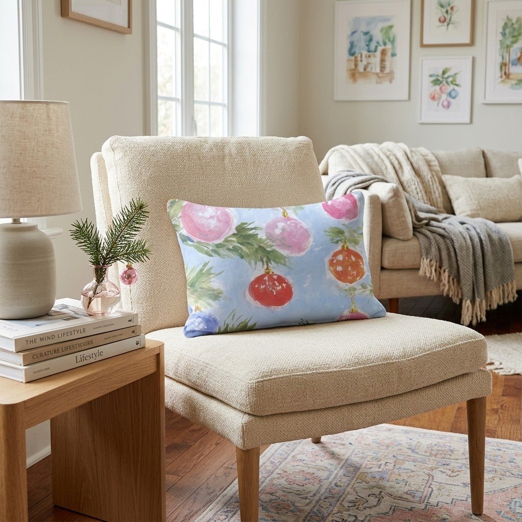 Ornament Branch Blue Sky Throw Pillow - Hillcroft Home