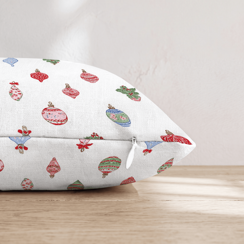 Ornament Ditsy White Throw Pillow - Hillcroft Home