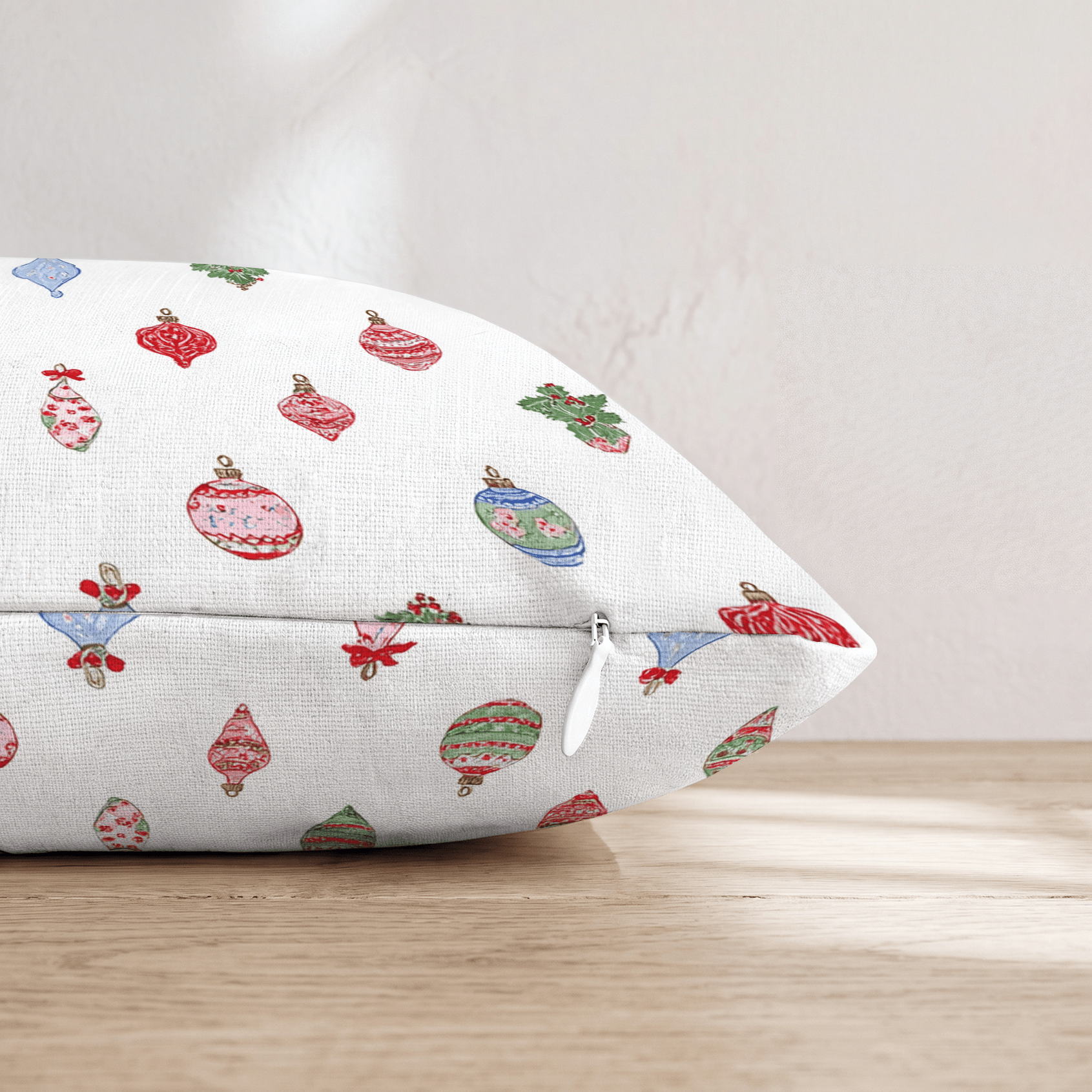 Ornament Ditsy White Throw Pillow - Hillcroft Home