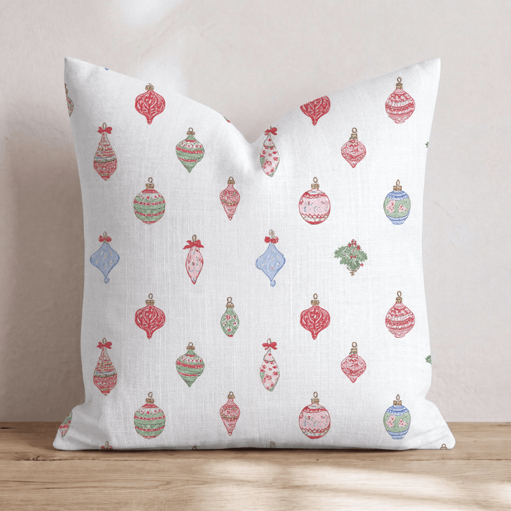 Ornament Ditsy White Throw Pillow - Hillcroft Home